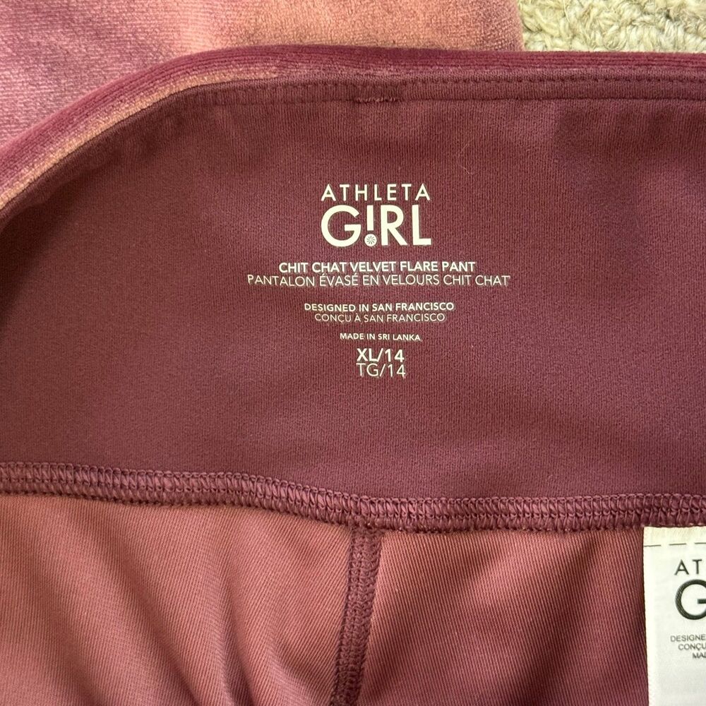 Athleta Girl Chit Chat Velvet Flare Pant in Aubergine Purple Size XL - Picture 6 of 7